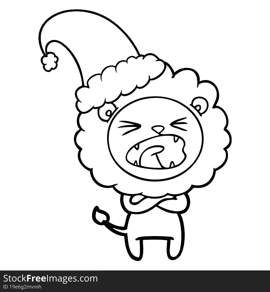 cartoon angry christmas lion. cartoon angry christmas lion