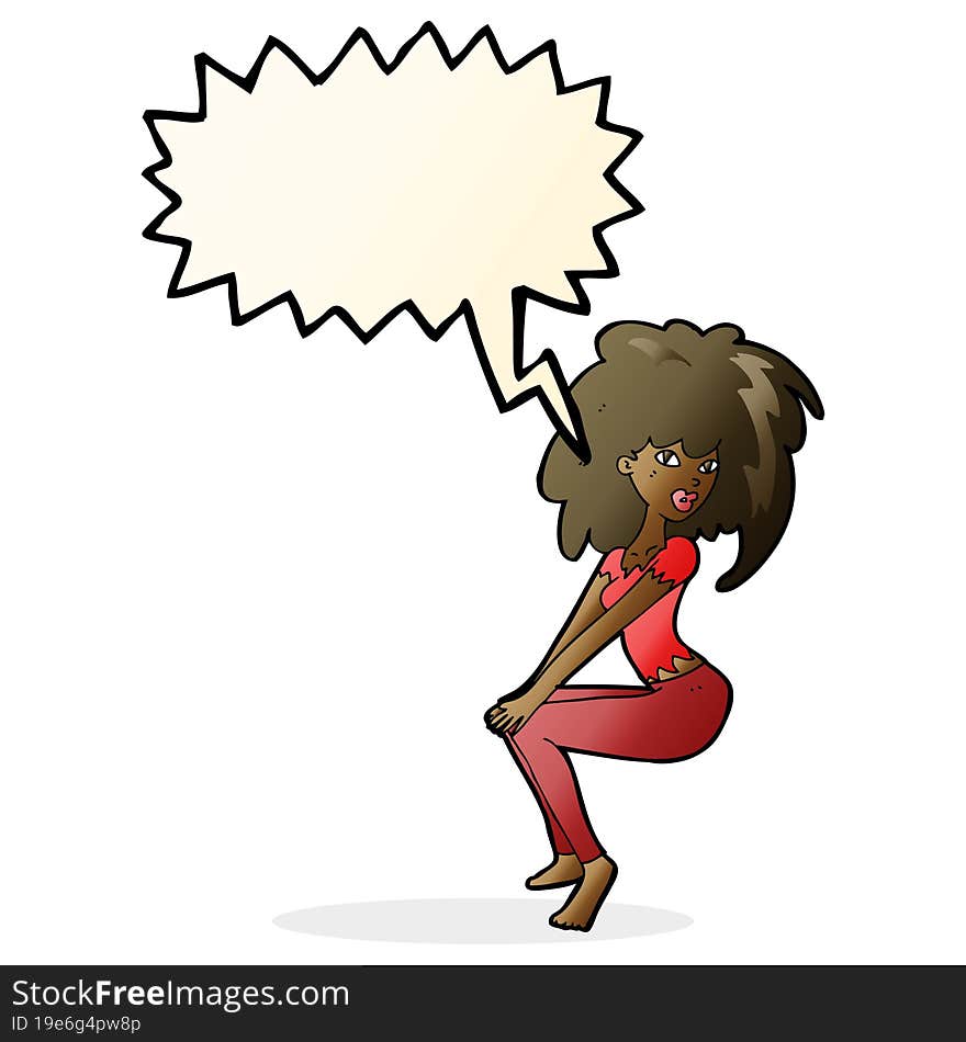 Cartoon Woman With Big Hair With Speech Bubble