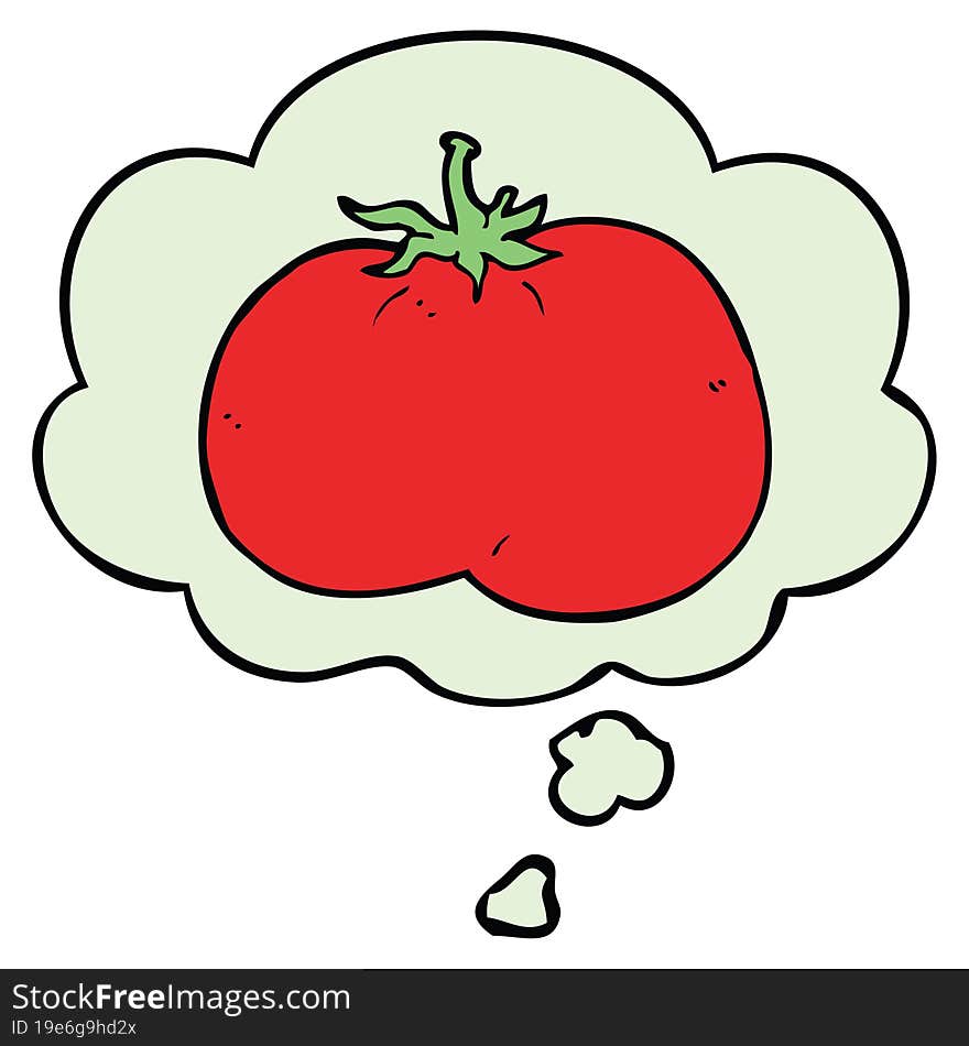 cartoon tomato and thought bubble