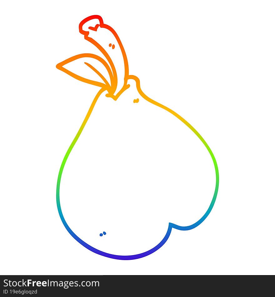 Rainbow Gradient Line Drawing Cartoon Healthy Pear