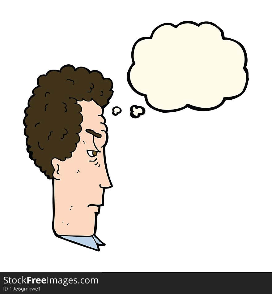 cartoon annoyed man with thought bubble