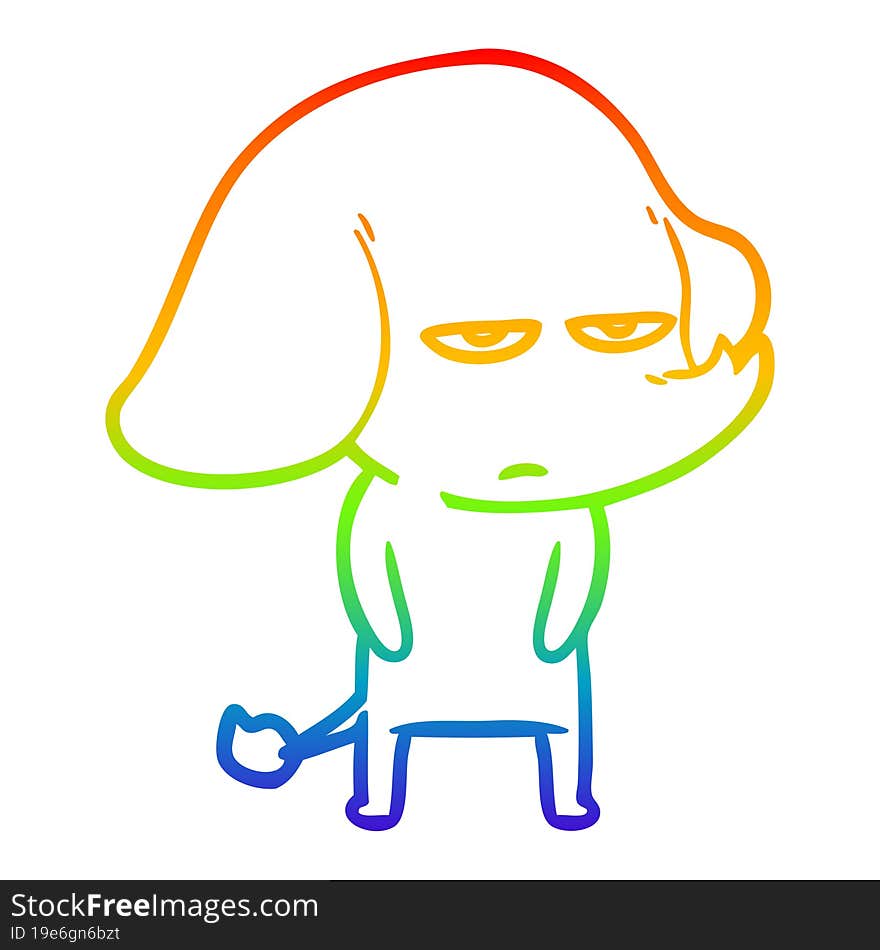 rainbow gradient line drawing annoyed cartoon elephant