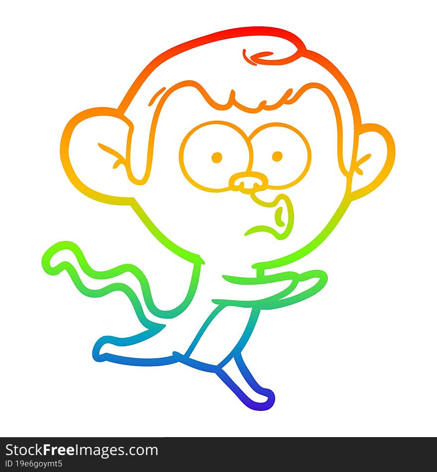 Rainbow Gradient Line Drawing Cartoon Hooting Monkey