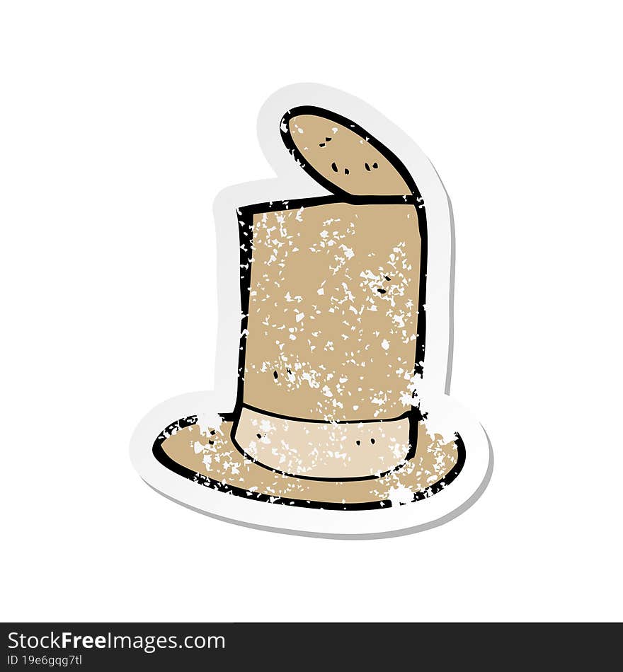 retro distressed sticker of a cartoon old top hat