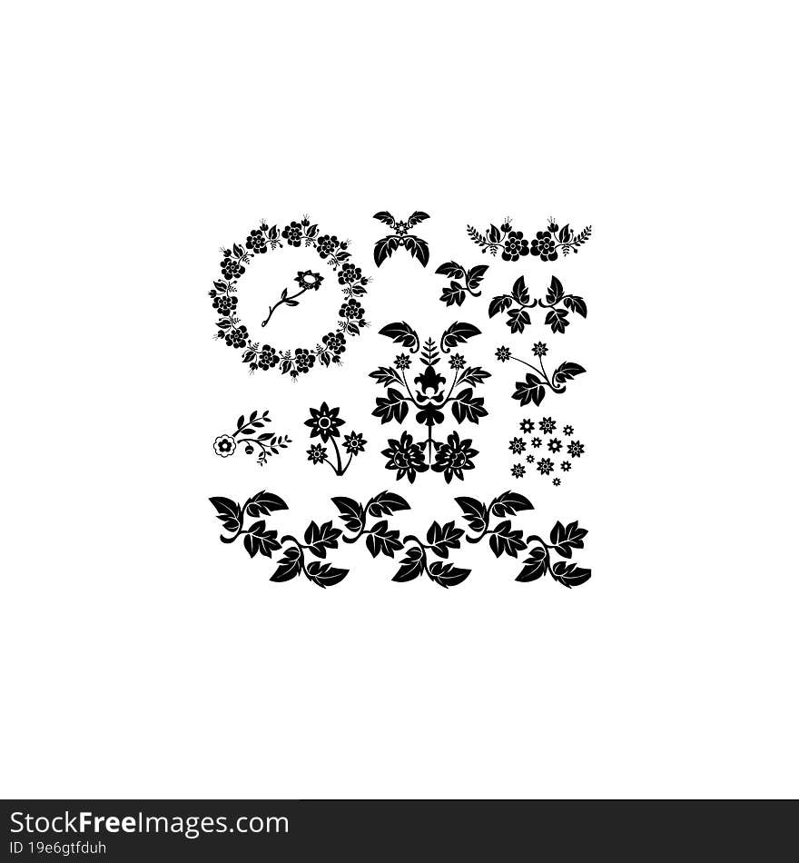 cartoon decorative floral design elements