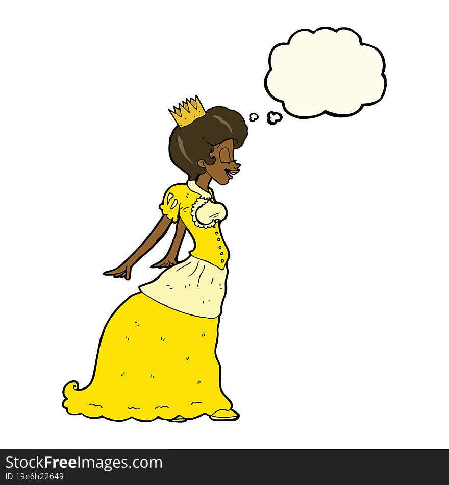 cartoon princess with thought bubble