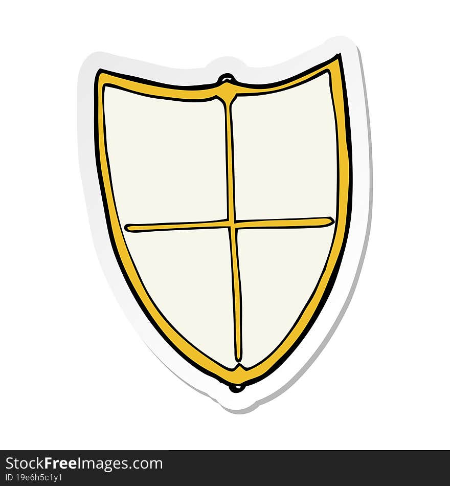 sticker of a cartoon heraldic shield