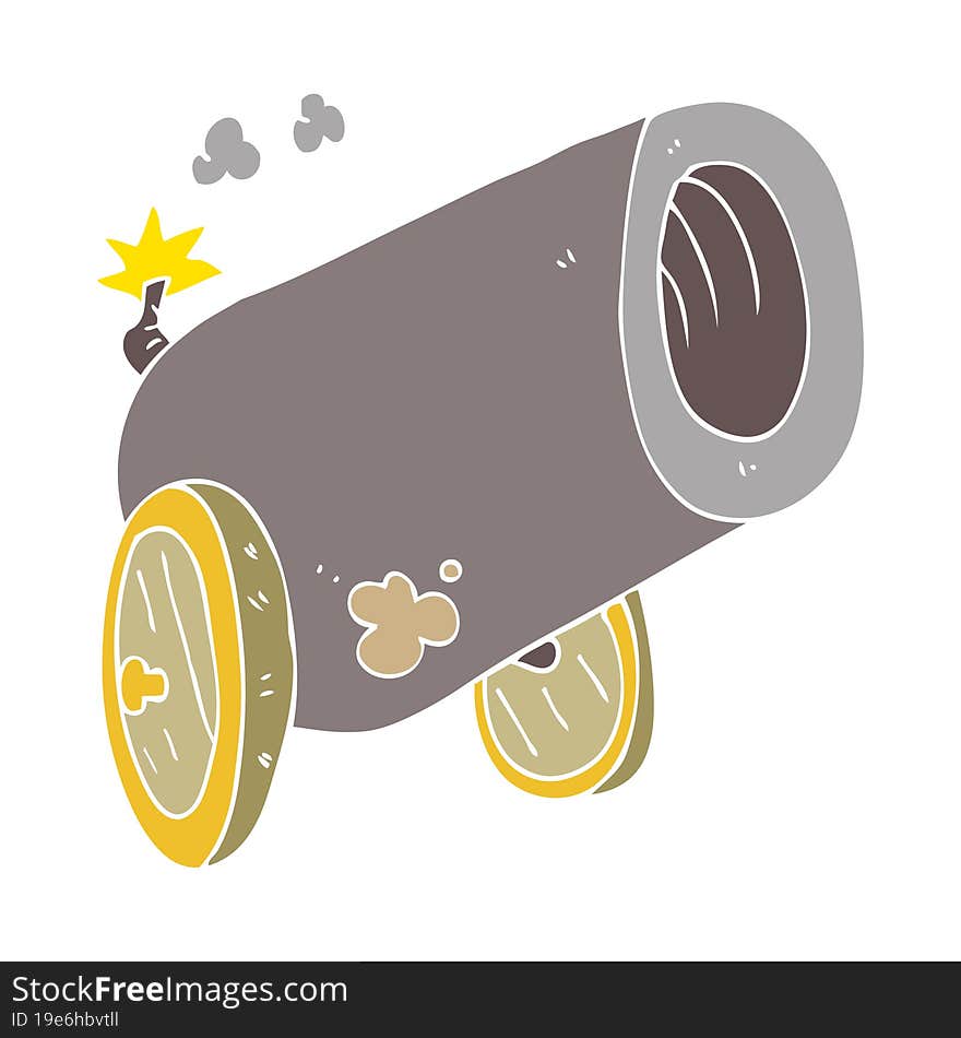 flat color illustration of big cannon. flat color illustration of big cannon