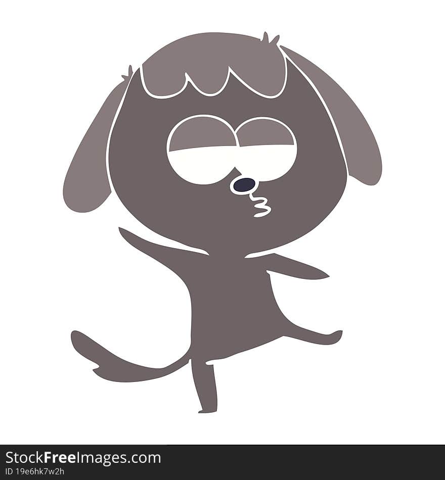 Flat Color Style Cartoon Bored Dog