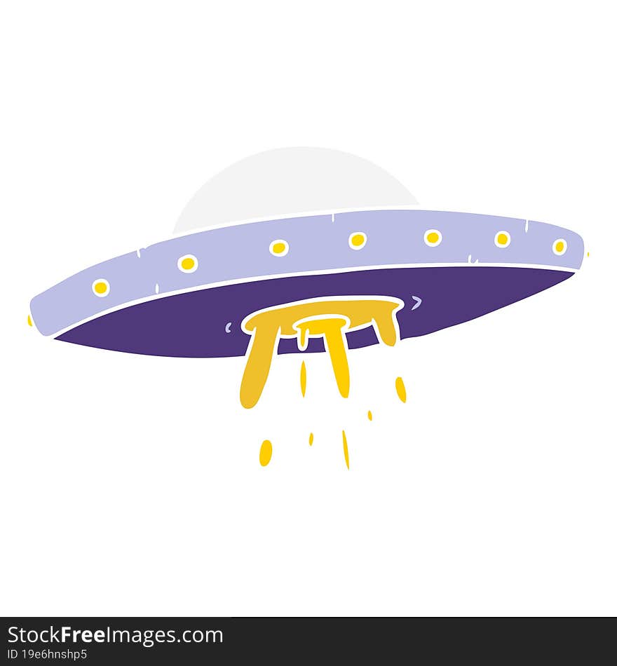 flat color style cartoon flying UFO