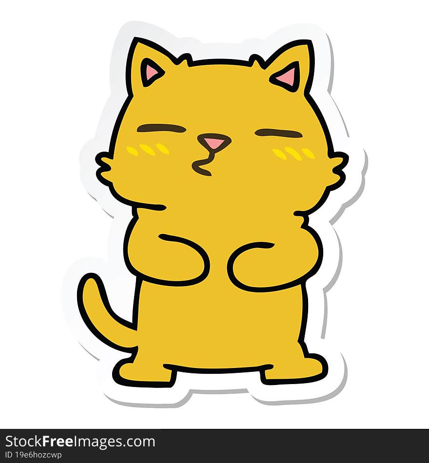 Sticker Of A Quirky Hand Drawn Cartoon Cat