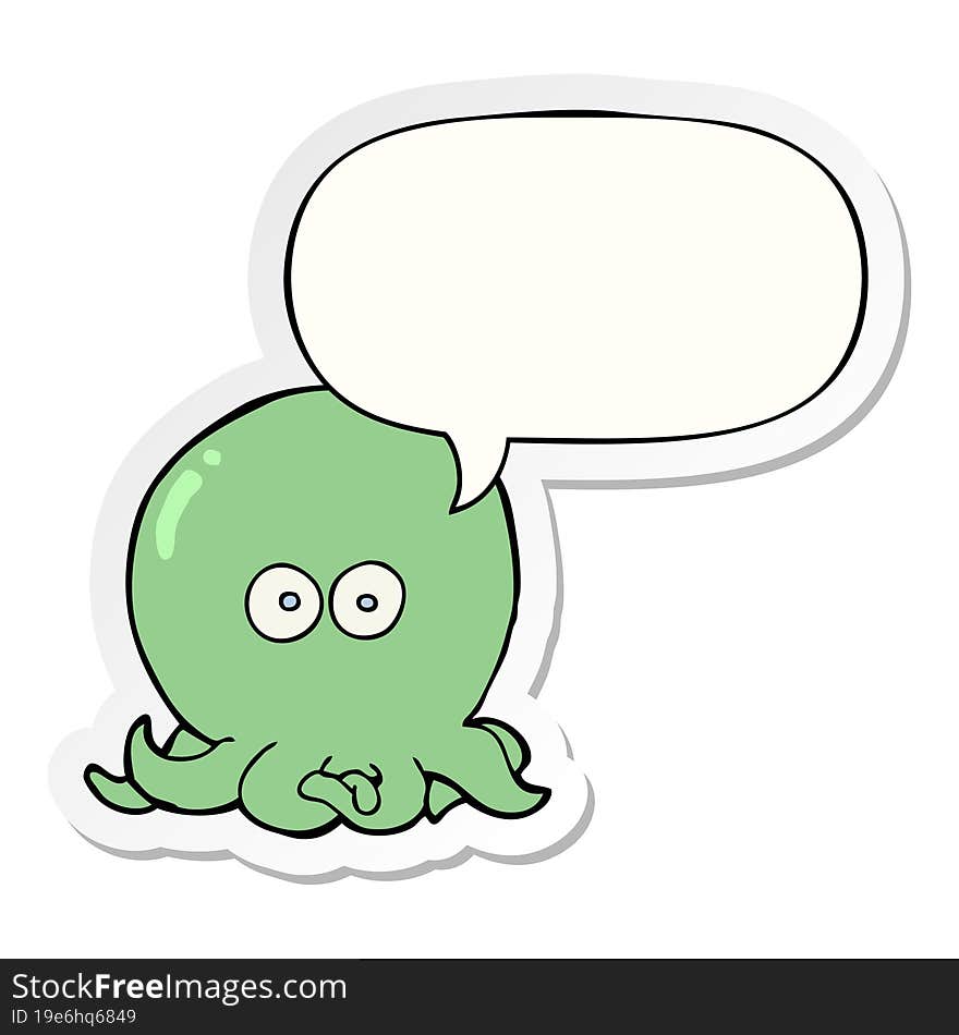 cartoon octopus and speech bubble sticker