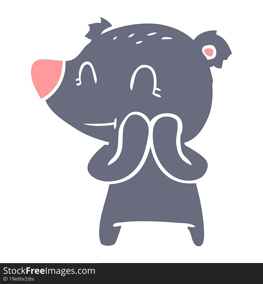 smiling bear flat color style cartoon