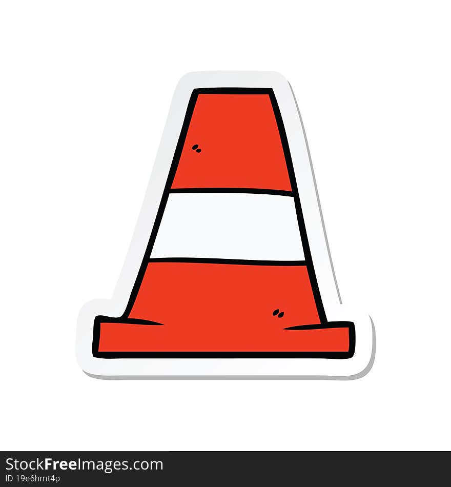 Sticker Of A Cartoon Road Traffic Cone