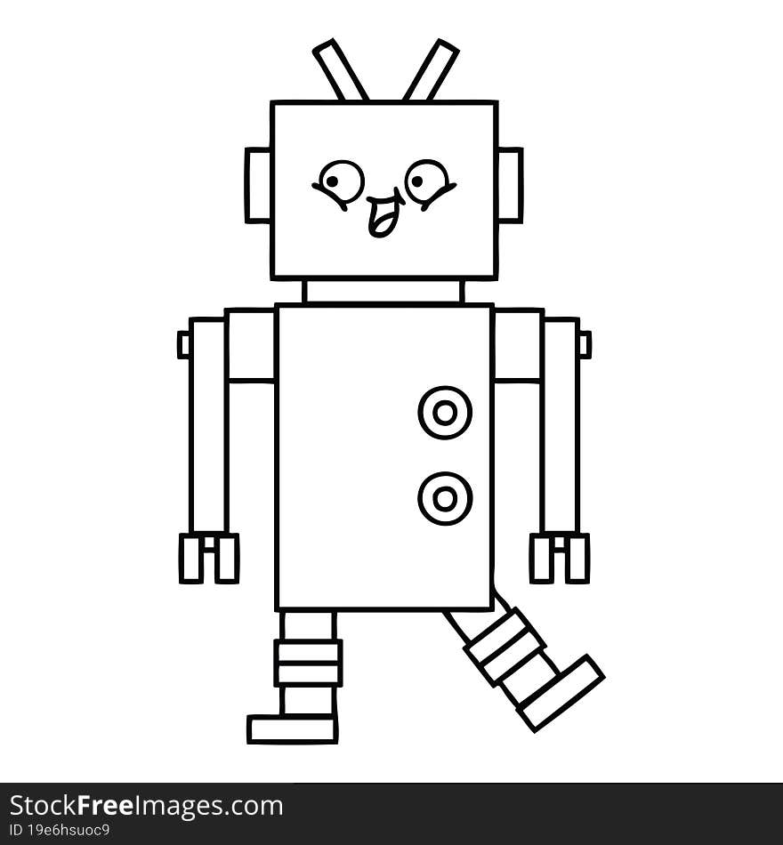 Line Drawing Cartoon Robot