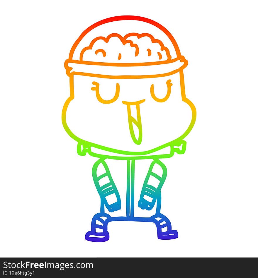 rainbow gradient line drawing happy cartoon robot