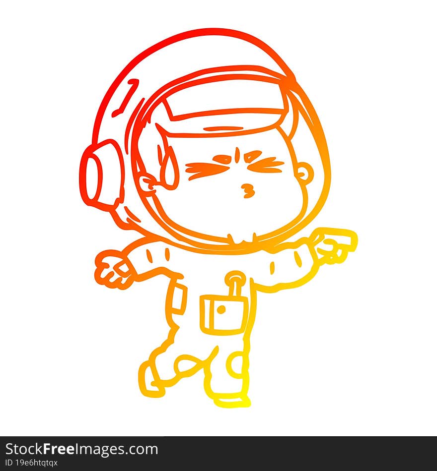 warm gradient line drawing cartoon stressed astronaut