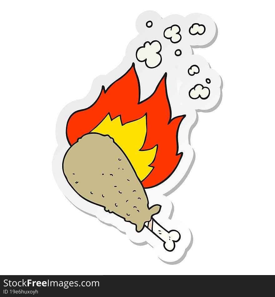 sticker of a cartoon cooked chicken leg