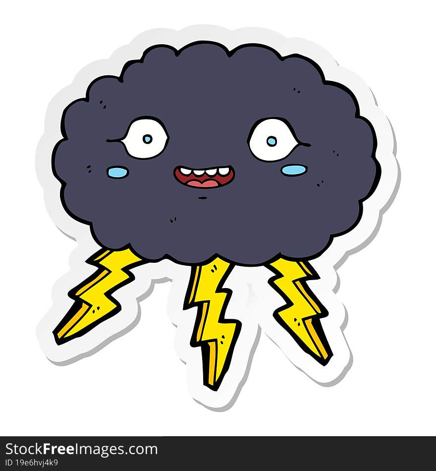 sticker of a happy cartoon rain cloud