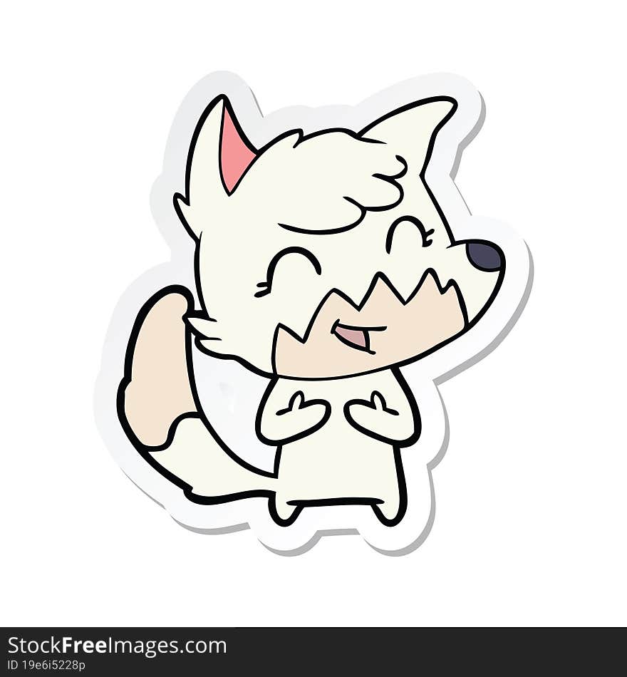 sticker of a happy cartoon fox