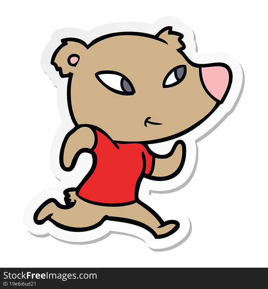 Sticker Of A Cute Cartoon Bear