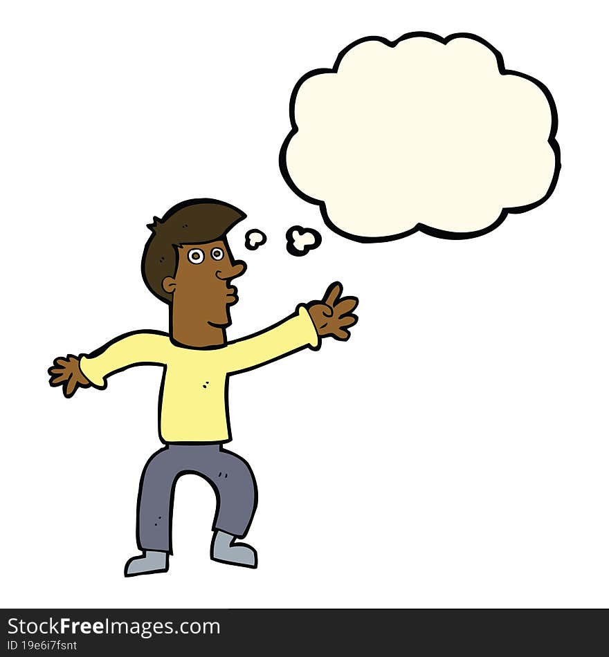 Cartoon Reaching Man With Thought Bubble