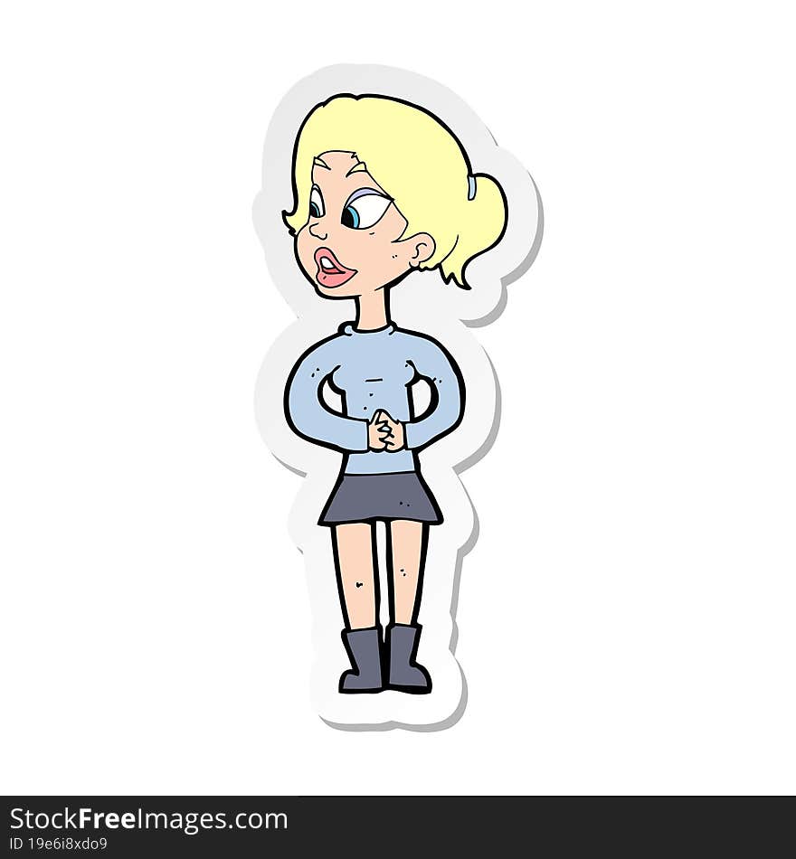 Sticker Of A Cartoon Girl Talking