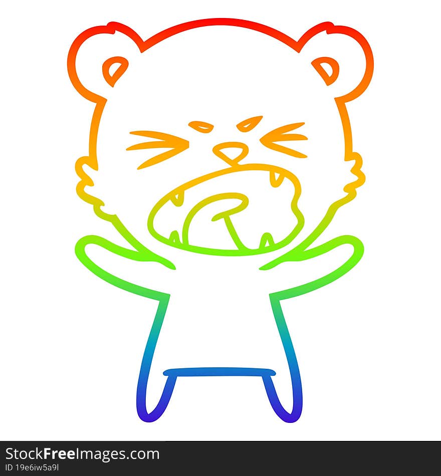 rainbow gradient line drawing angry cartoon polar bear