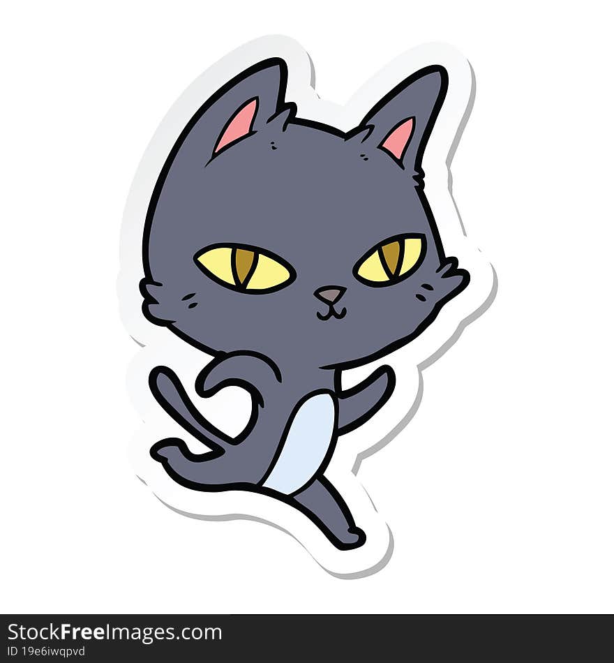 sticker of a cartoon cat staring