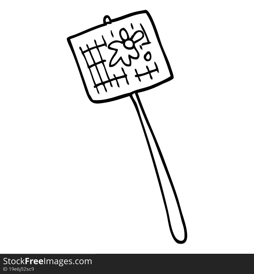 Line Drawing Cartoon Fly Swatter