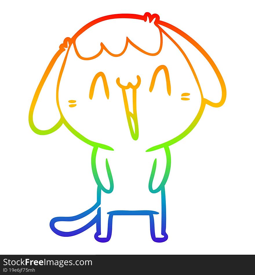 rainbow gradient line drawing of a cute cartoon dog