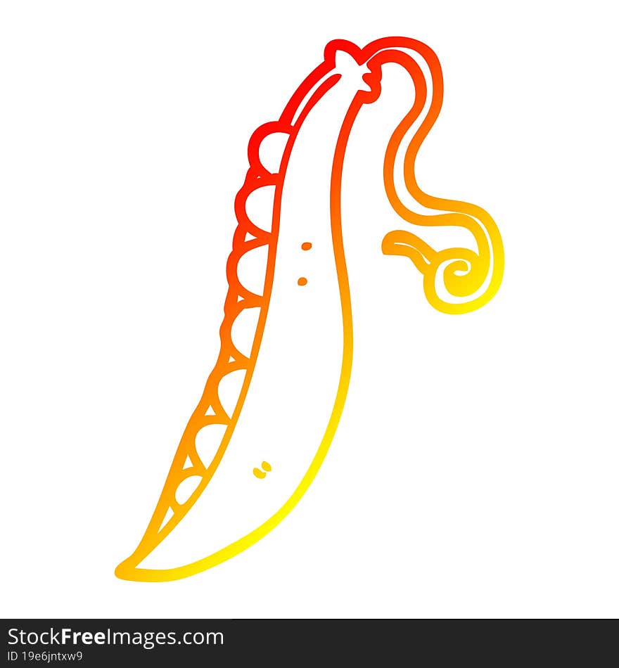 warm gradient line drawing of a cartoon peas in pod