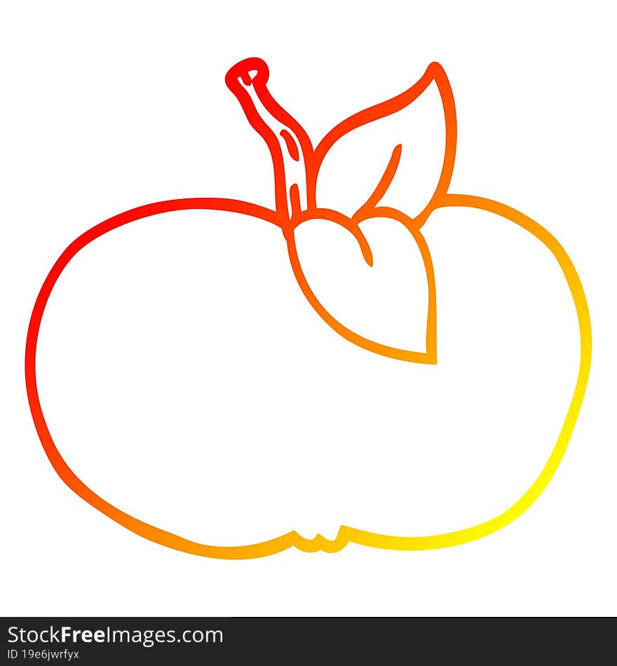 warm gradient line drawing cartoon juicy apple