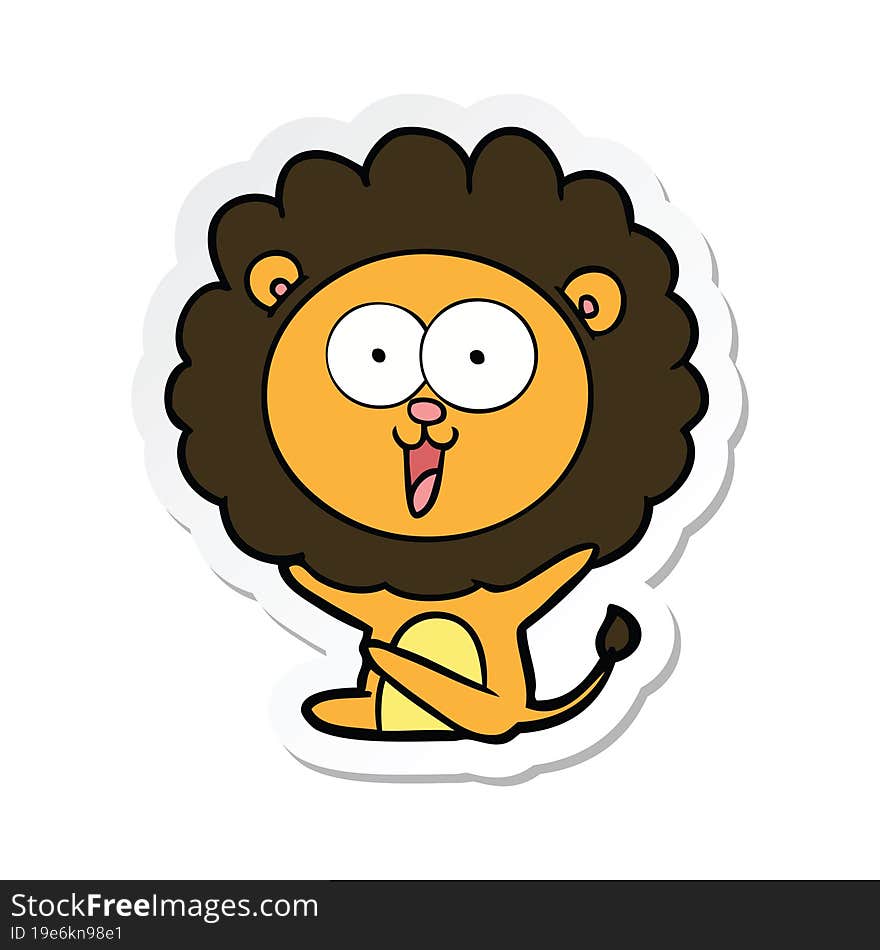 sticker of a happy cartoon lion