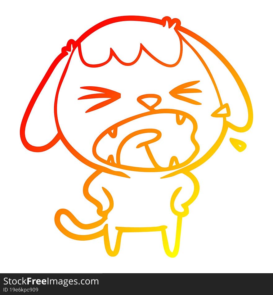 Warm Gradient Line Drawing Cute Cartoon Dog Barking