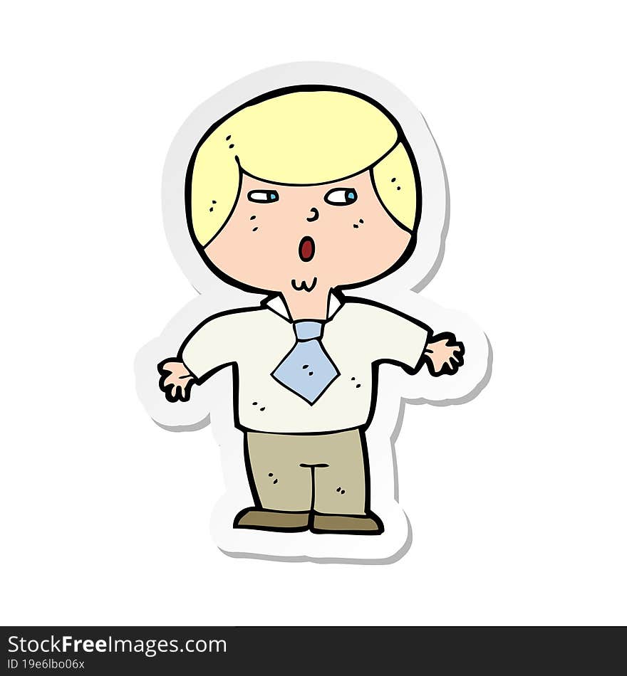 Sticker Of A Cartoon Shocked Boy