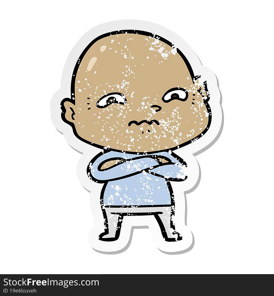 distressed sticker of a cartoon nervous man