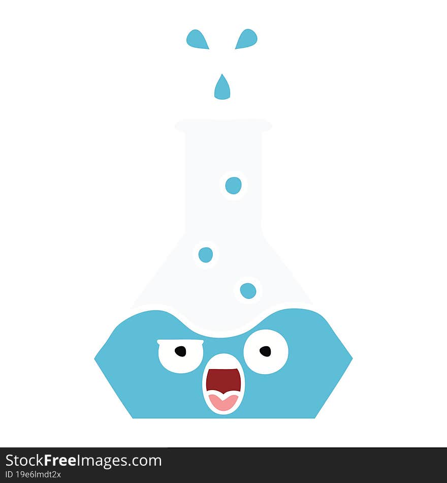 Flat Color Retro Cartoon Science Beaker