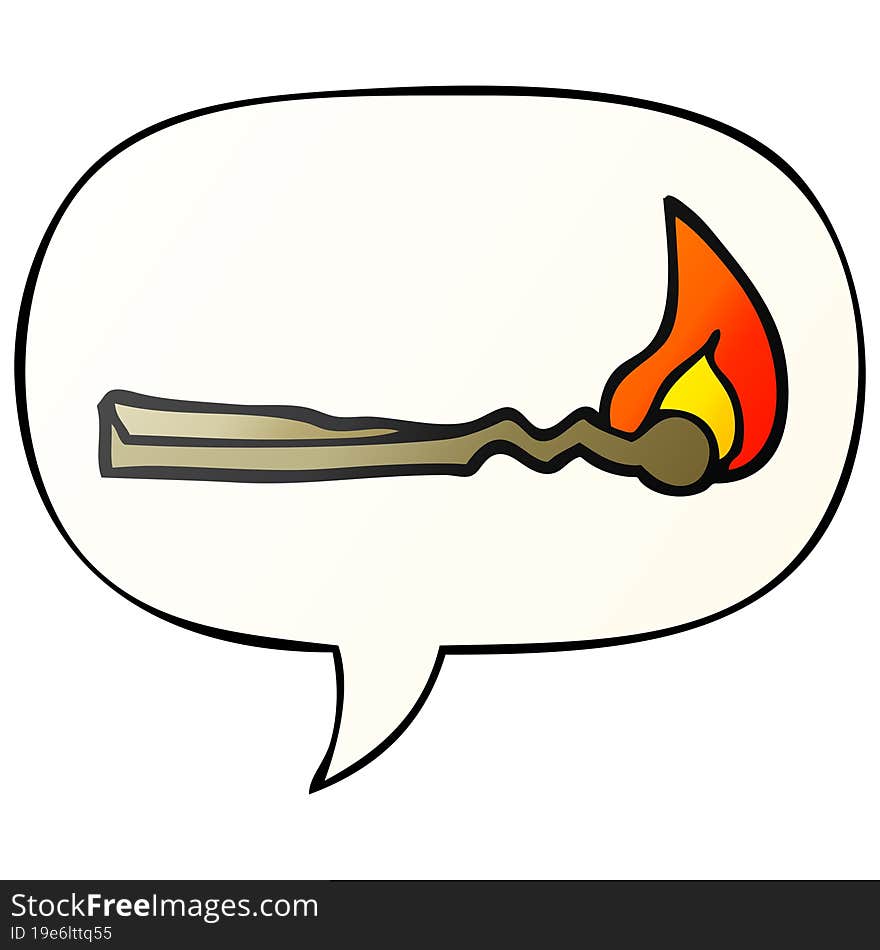 cartoon burning match and speech bubble in smooth gradient style