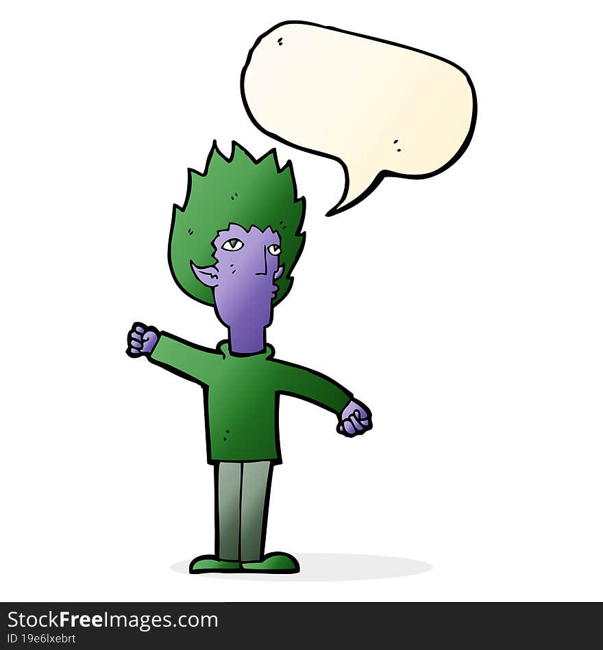 cartoon vampire man with speech bubble