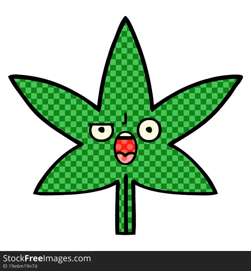 comic book style cartoon marijuana leaf