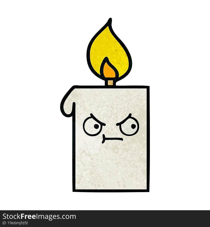 retro grunge texture cartoon of a lit candle