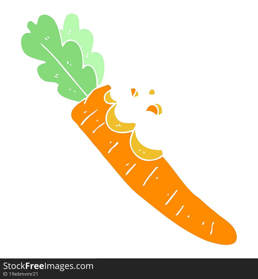 flat color illustration of a cartoon bitten carrot