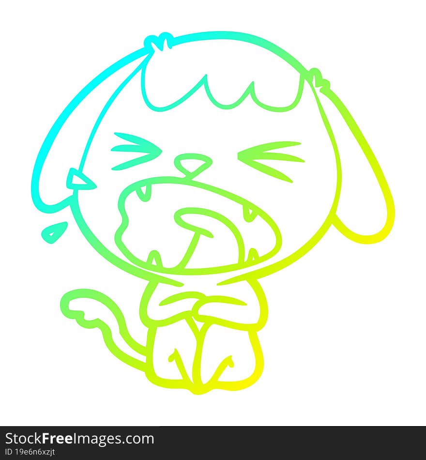 Cold Gradient Line Drawing Cute Cartoon Dog