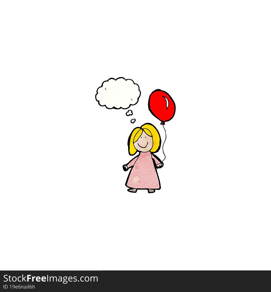 child\'s drawing of a girl with balloon