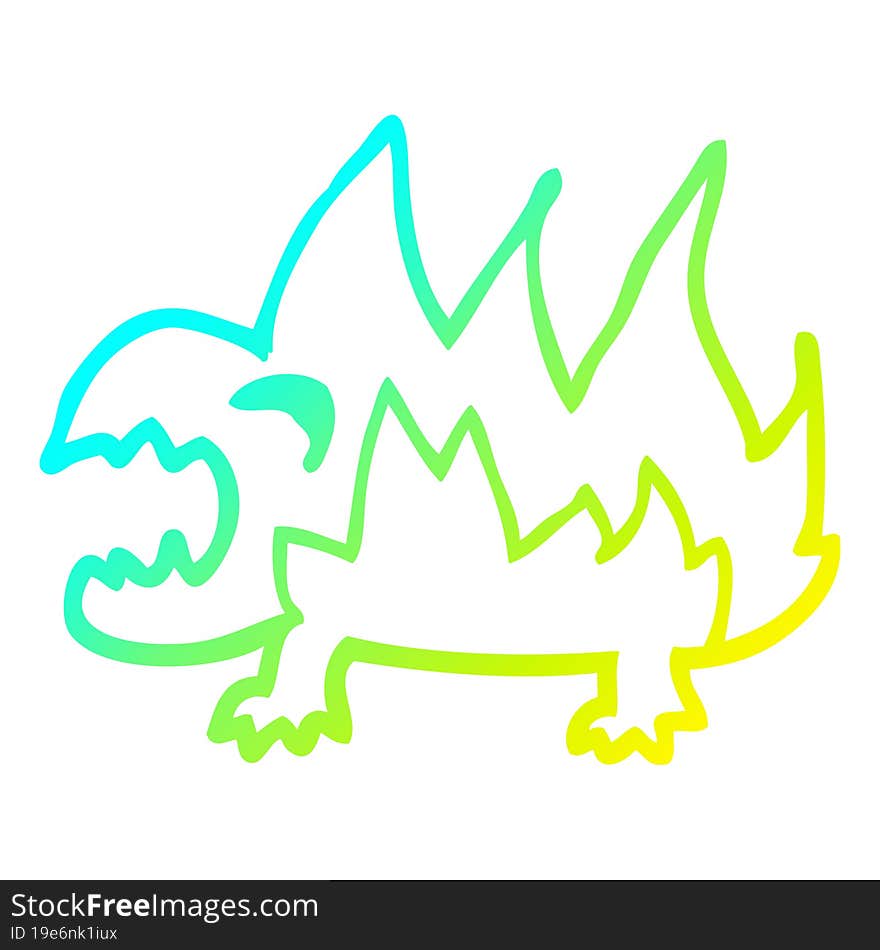 Cold Gradient Line Drawing Cartoon Fire Demon