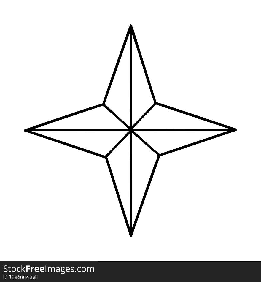 tattoo in black line style of a star. tattoo in black line style of a star