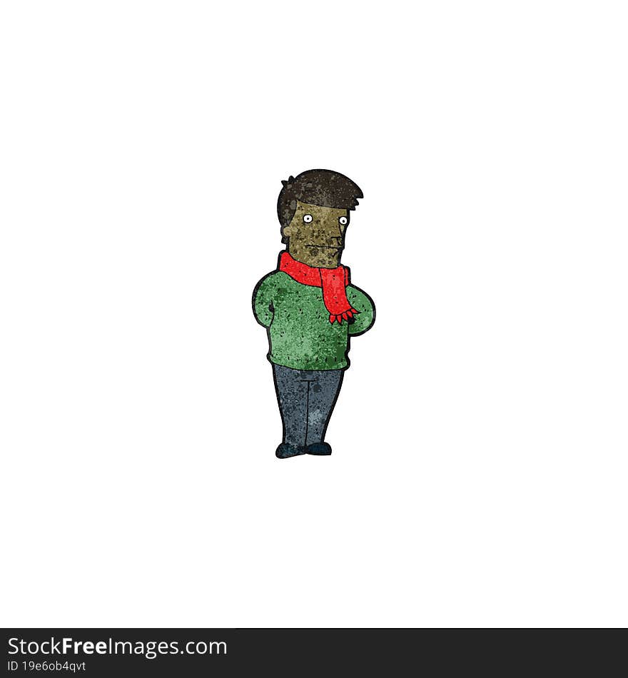 Cartoon Man Wearing Scarf