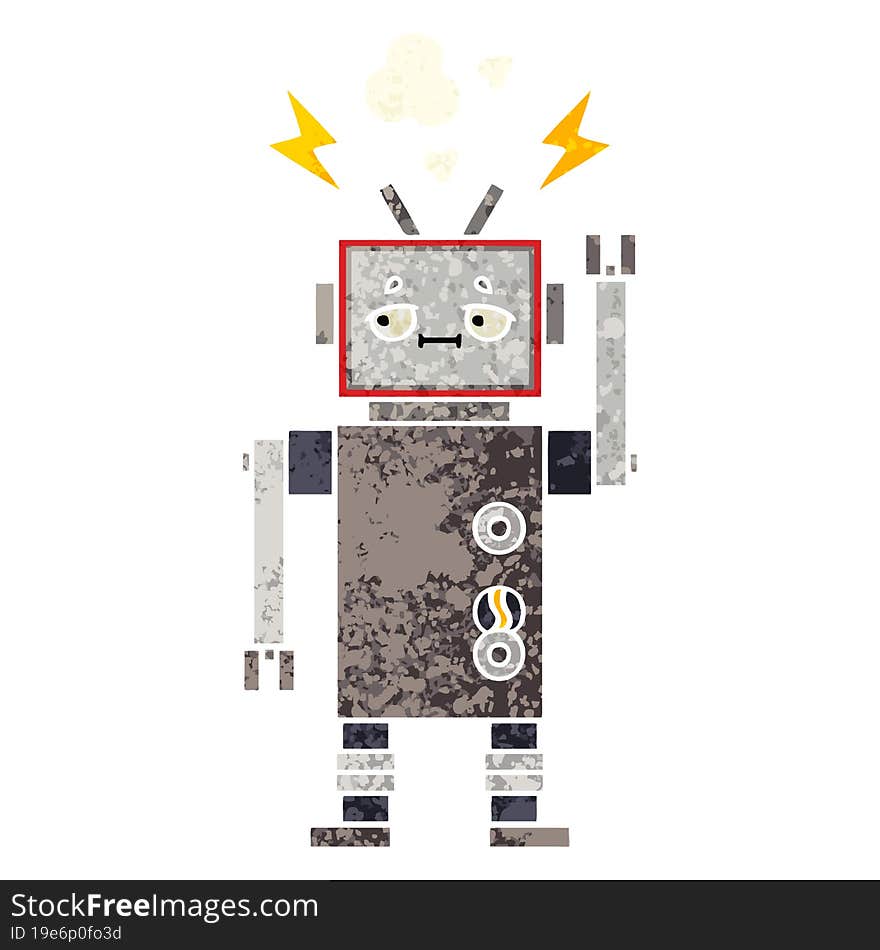 Retro Illustration Style Cartoon Robot