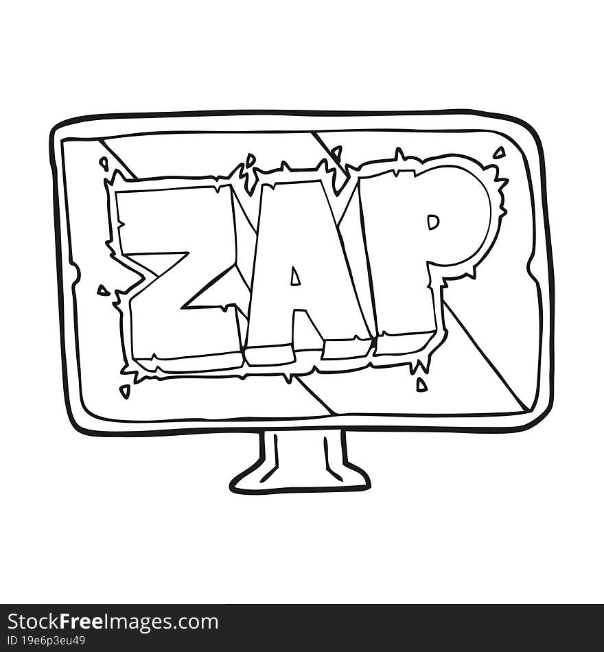 black and white cartoon zap screen